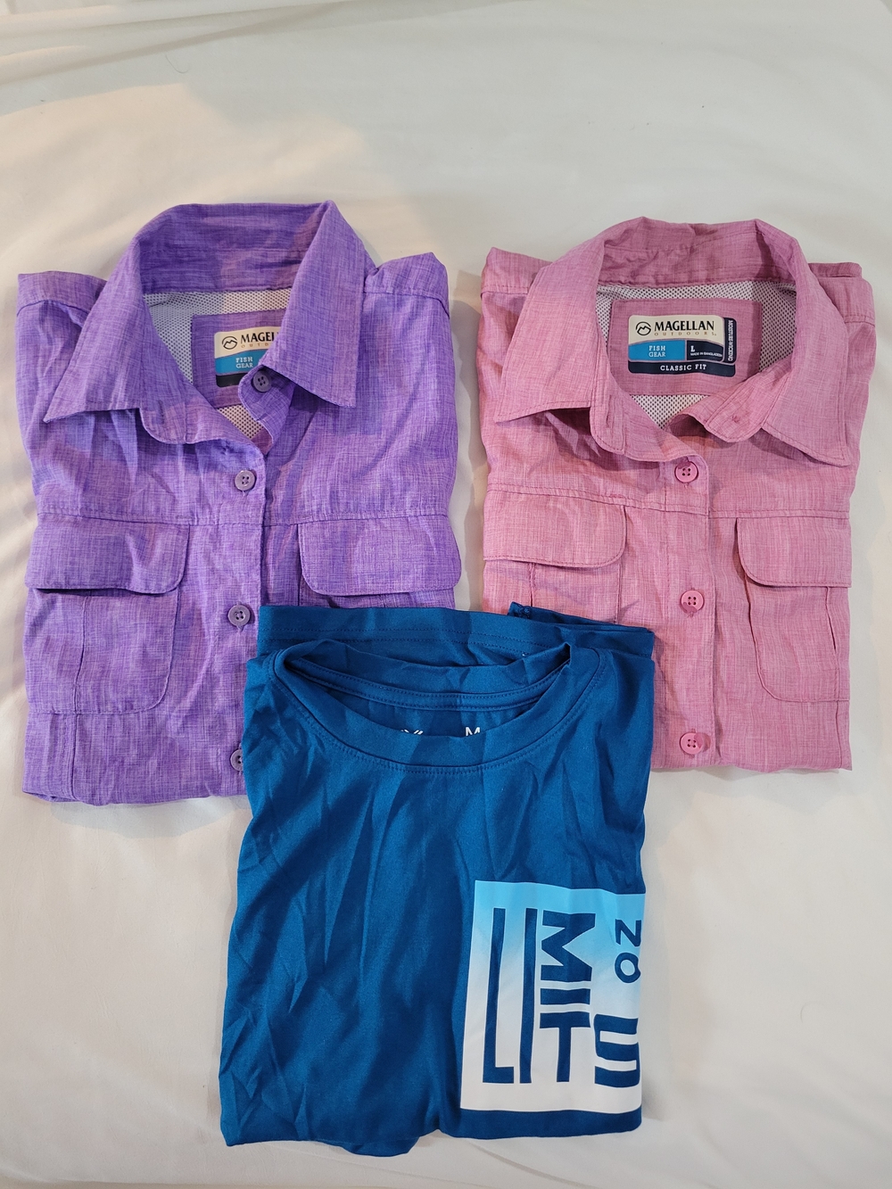 Magellan Outdoors Bundle Kids Button-Down Shirts in Purple and Pink
